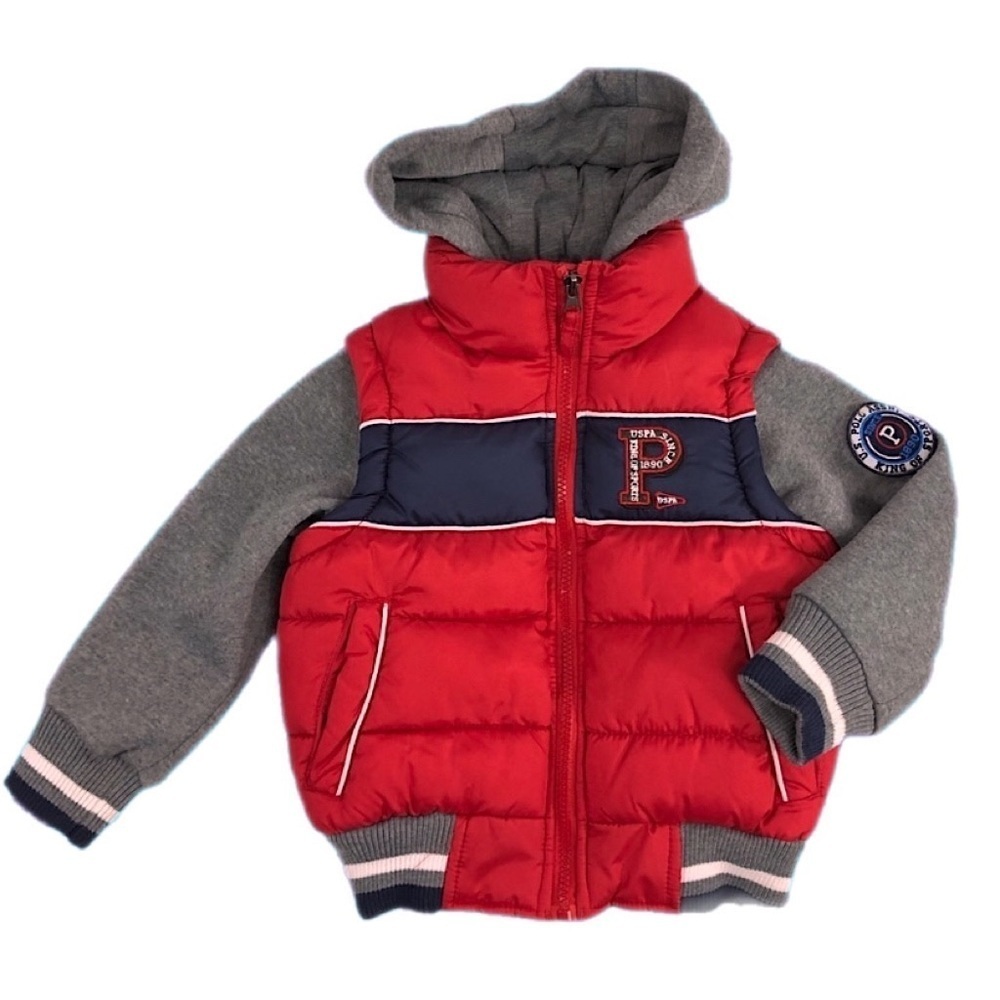 U.S. Polo Assn. Puffer Coat w/ Varsity Sleeves